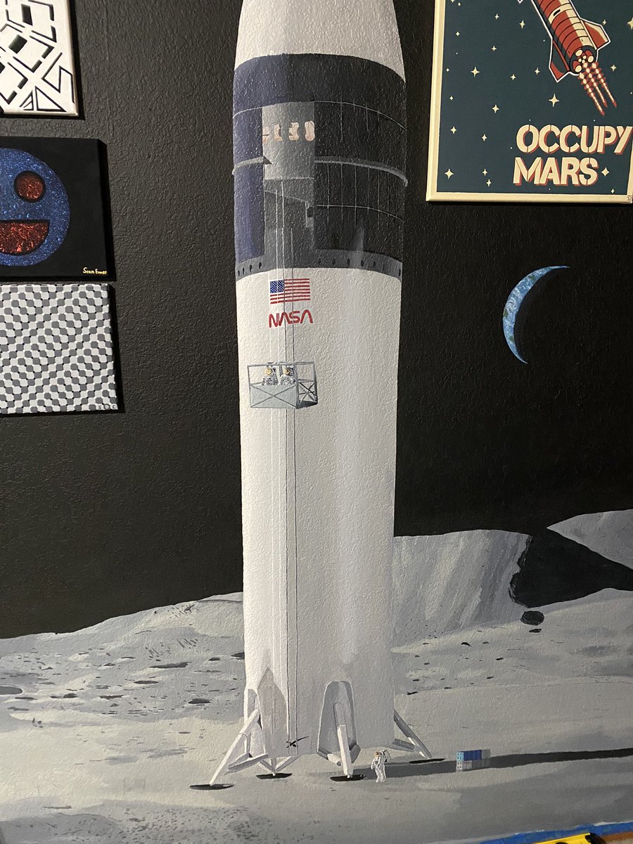 Sean_Ermer's tweet photo. I’m really starting to regret the scale but my Starship HLS wall is starting to come together 😅

The craters are particularly painful as there are sooo many and I need to lie awkwardly on the ground to paint them… https://t.co/Rn1rl4qLr9