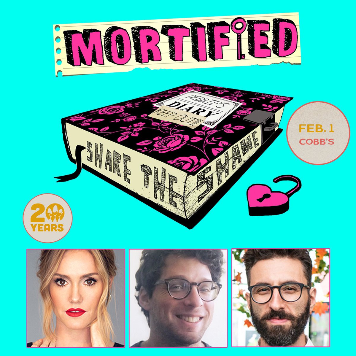 SF Sketchfest (@sfsketchfest) on Twitter photo Storytelling sensation <a href="/Mortified/">MORTIFIED</a> showcases adults sharing true and embarrassing diaries, letters, songs, and more in front of total strangers. With <a href="/hayeslady/">erinn hayes</a>, <a href="/NoamOsband/">Noam Osband</a>, Zach Sherwin and more. Share the shame! Feb. 1 at Cobb's Comedy Club. Tickets at SFSketchfest.com Storytelling sensation <a href="/Mortified/">MORTIFIED</a> showcases adults sharing true and embarrassing diaries, letters, songs, and more in front of total strangers. With <a href="/hayeslady/">erinn hayes</a>, <a href="/NoamOsband/">Noam Osband</a>, Zach Sherwin and more. Share the shame! Feb. 1 at Cobb's Comedy Club. Tickets at SFSketchfest.com