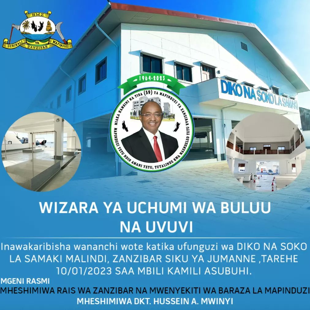 WUBU_Zanzibar's tweet photo. KARIBUNI WANANCHI WOTE KATIKA UFUNGUZI WA DIKO NA SOKO LA SAMAKI MALINDI, ZANZIBAR TAREHE 10.01.2023 https://t.co/CtzW8lJ539