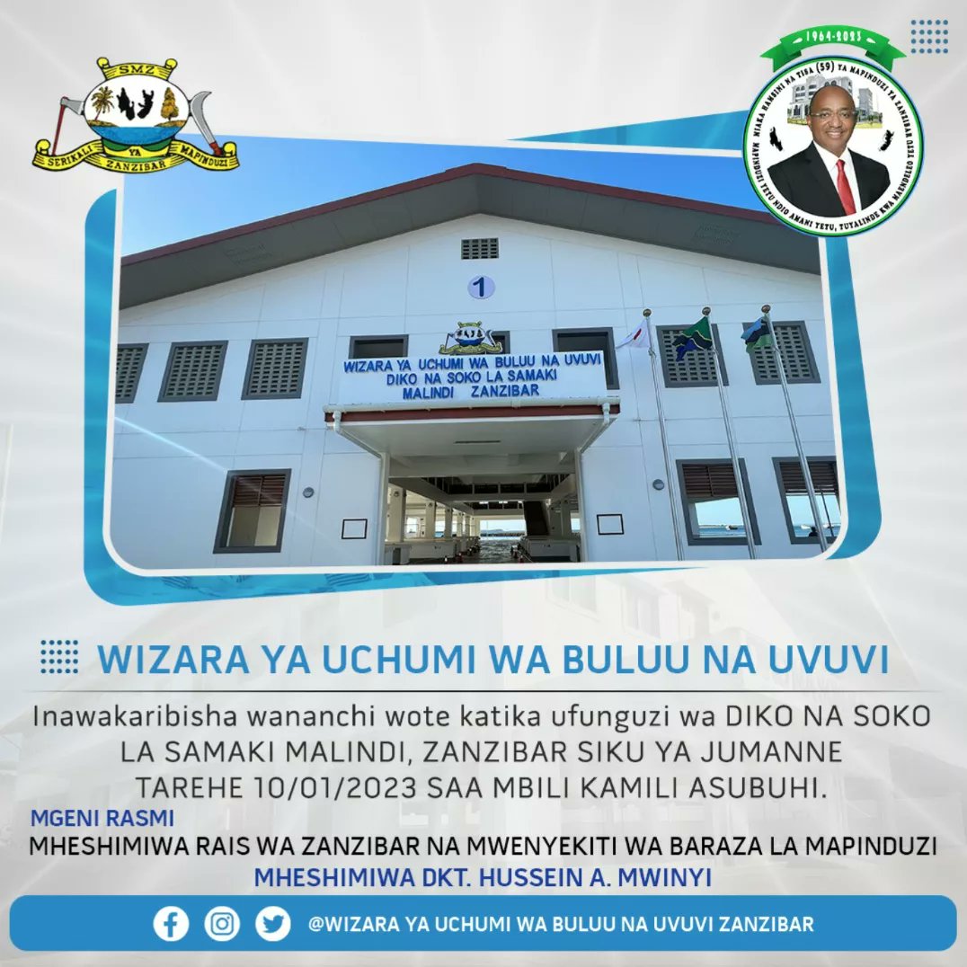 WUBU_Zanzibar's tweet photo. KARIBUNI WANANCHI WOTE KATIKA UFUNGUZI WA DIKO NA SOKO LA SAMAKI MALINDI, ZANZIBAR TAREHE 10.01.2023 https://t.co/CtzW8lJ539