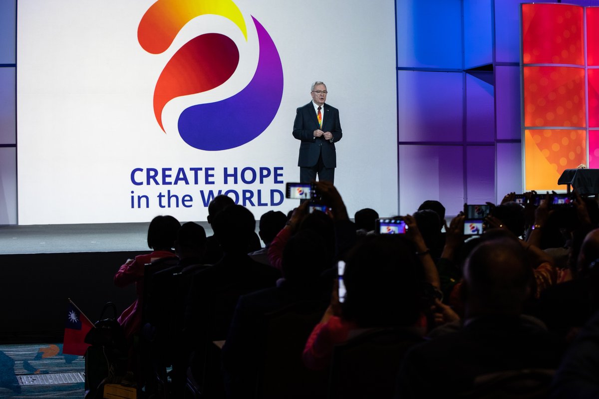 Rotary's tweet photo. Let's Create Hope in the World 🕊️  

Today #Rotary President-elect Gordon McInally announced his presidential theme and asked members to capture the world's attention. Let's bring lasting change to the world, one restored or newly created hope at a time: https://t.co/1BoJ298xR2 https://t.co/55es672mbp