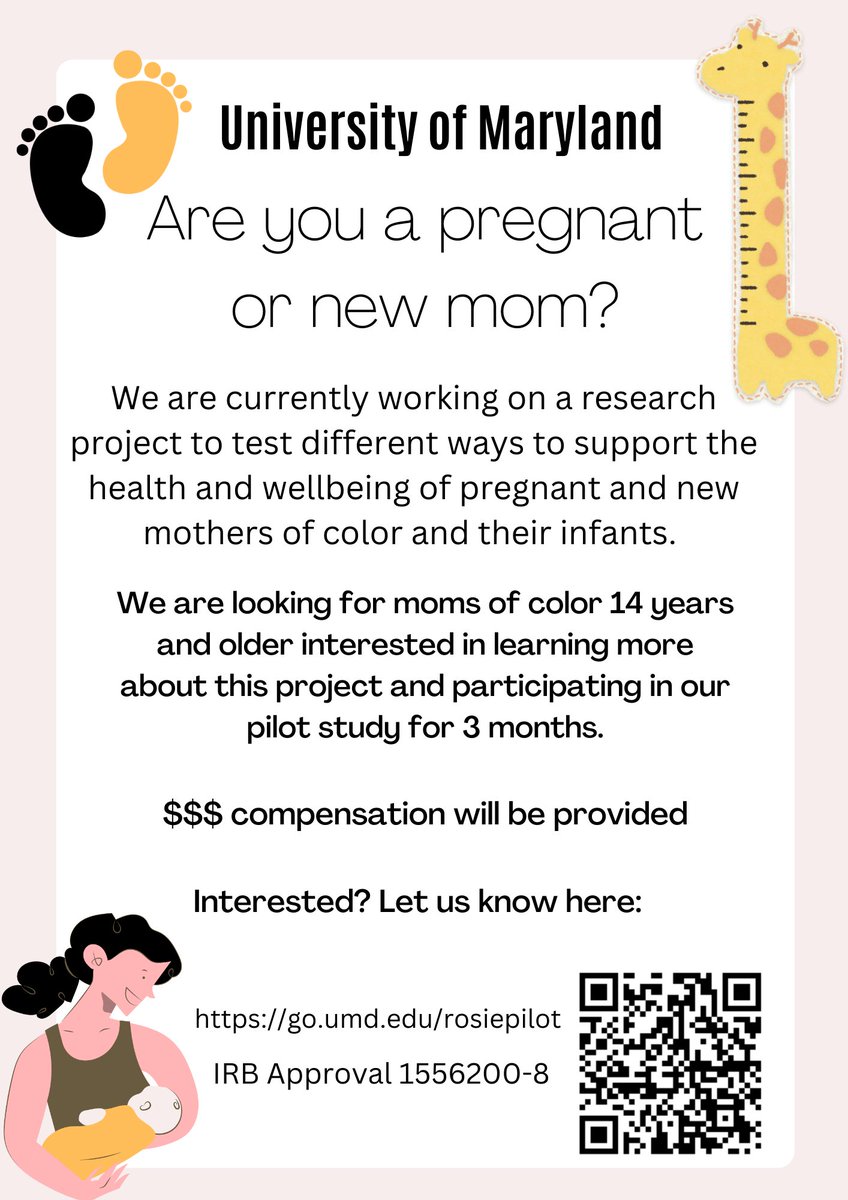 commTHRIVESlab's tweet photo. Calling pregnant &amp; new moms of color 14 &amp; up for a @UofMaryland @UMDPublicHealth study about ways to support new moms &amp; babies. Moms will receive monthly board books or access to a new app. Compensation provided! Interested? https://t.co/AM8O0juyo6
#newmoms #pregnancy #maternity https://t.co/pdNykEyGxq