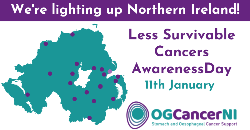 OGCancerNI's tweet photo. We're lighting up buildings across Northern Ireland green for Less Survivable Cancers Awareness Day on 11th January 2023!

See our website for details of where - https://t.co/0RqPfF7I8k

#catchitearly