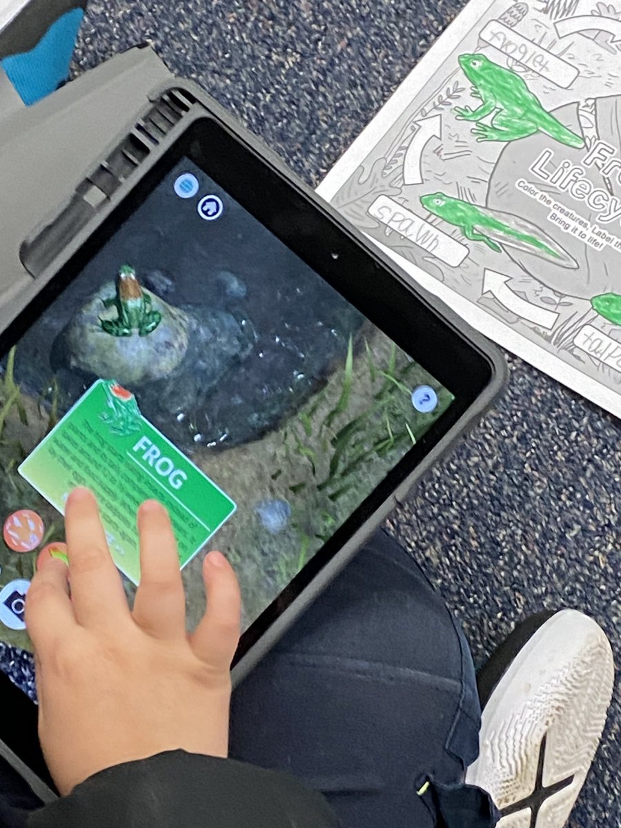 DavenportSTEAM's tweet photo. Gotwals 3rd grade students using @quivervision and @mergeedu to learn more about frog Metamorphosis. They even started to build a @LEGO_Education model for a tadpole. #edtech #STEAM https://t.co/mEzK7ULsxX