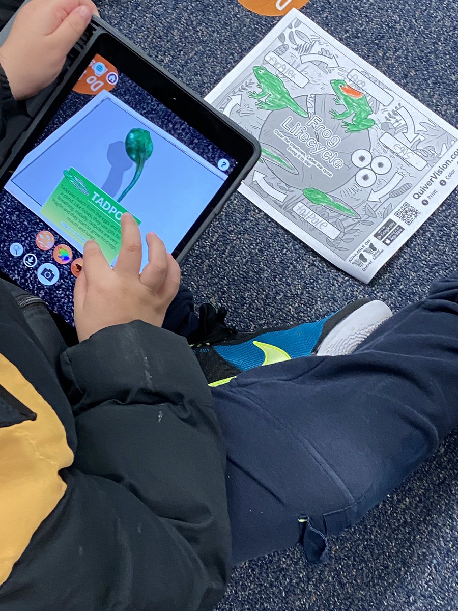 Gotwals 3rd grade students using <a href="/quivervision/">QuiverVision</a> and <a href="/mergeedu/">Merge EDU</a> to learn more about frog Metamorphosis. They even started to build a <a href="/LEGO_Education/">LEGO Education</a> model for a tadpole. #edtech #STEAM