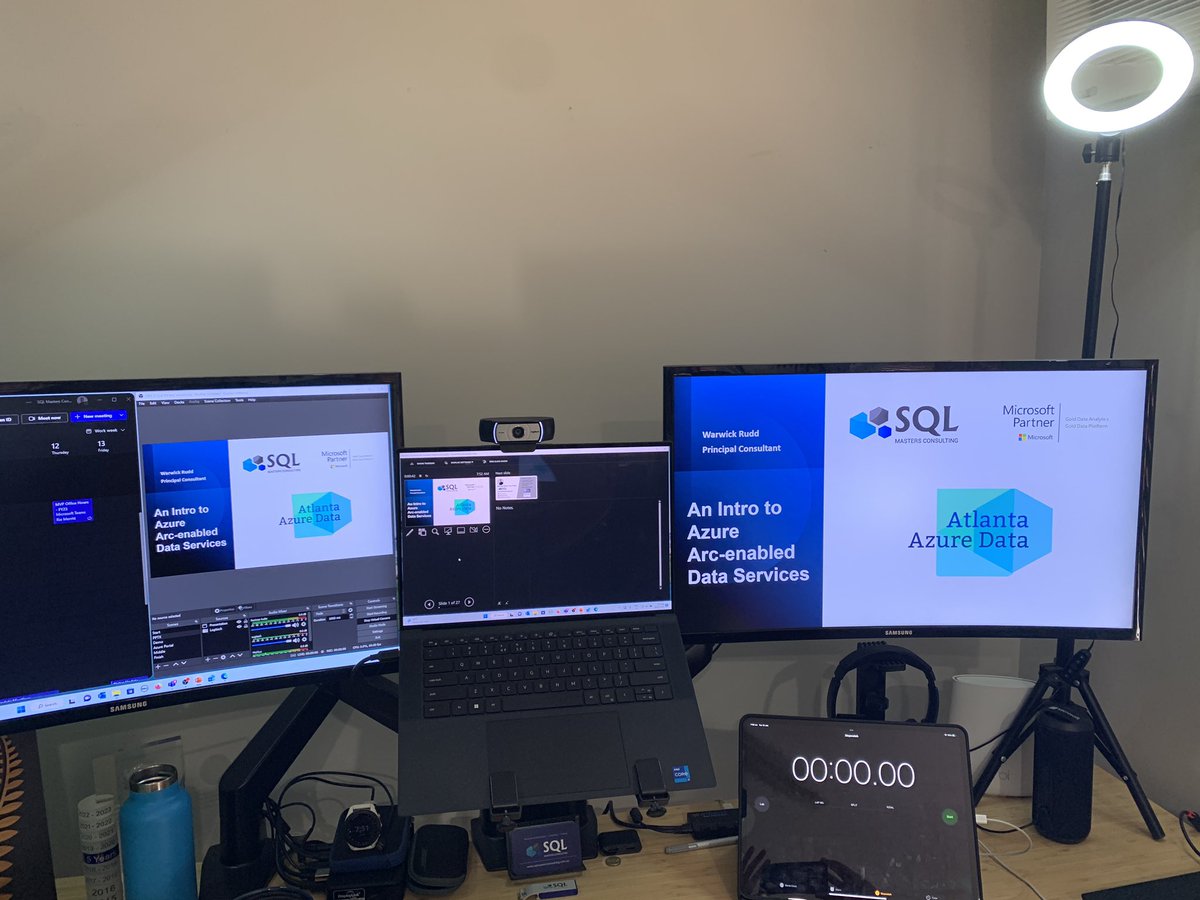 Warwick_Rudd's tweet image. Getting setup for my session today for the @AtlAzureData . Thank you @IrishSQL for having me today to share with your members. #AzureDataCommunity #AzureArc