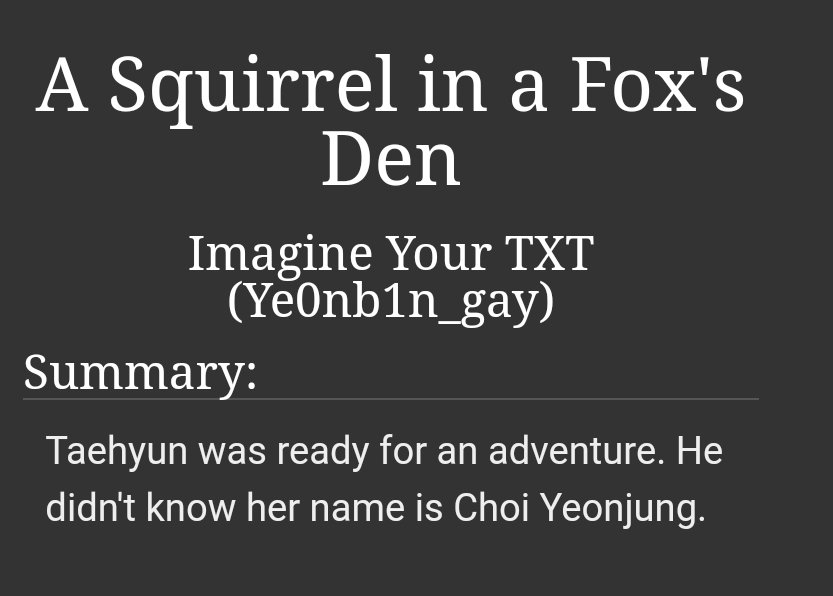ye0nbin_gay's tweet photo. "A Squirrel in a Fox's Den" (Explicit, 2280)

#JVN #TYVN

cw// dubious consent, corruption, gender swap, m/f pairing

https://t.co/QHijdWwDlA https://t.co/Epp5rTYiBu