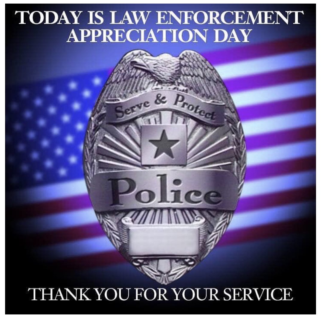 Thank you to all the police officers working to keep us safe while putting their lives on the line every day! We are grateful for your service! #LawEnforcementAppreciationDay