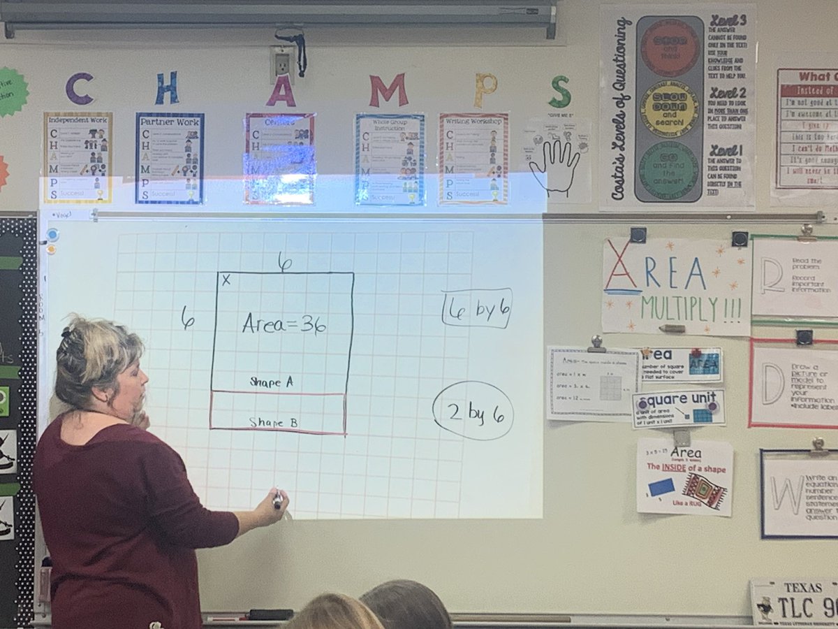 lasirena73's tweet photo. Mrs. Bentley and her mathematicians worked to solve for the area of rectangles by adding 2 products while using the distributive propriety as a strategy. Mathematicians also identified how we use area in real life. #MakingMathRelevant @VogelESISD @SeguinISD https://t.co/9Lpofr7jNE