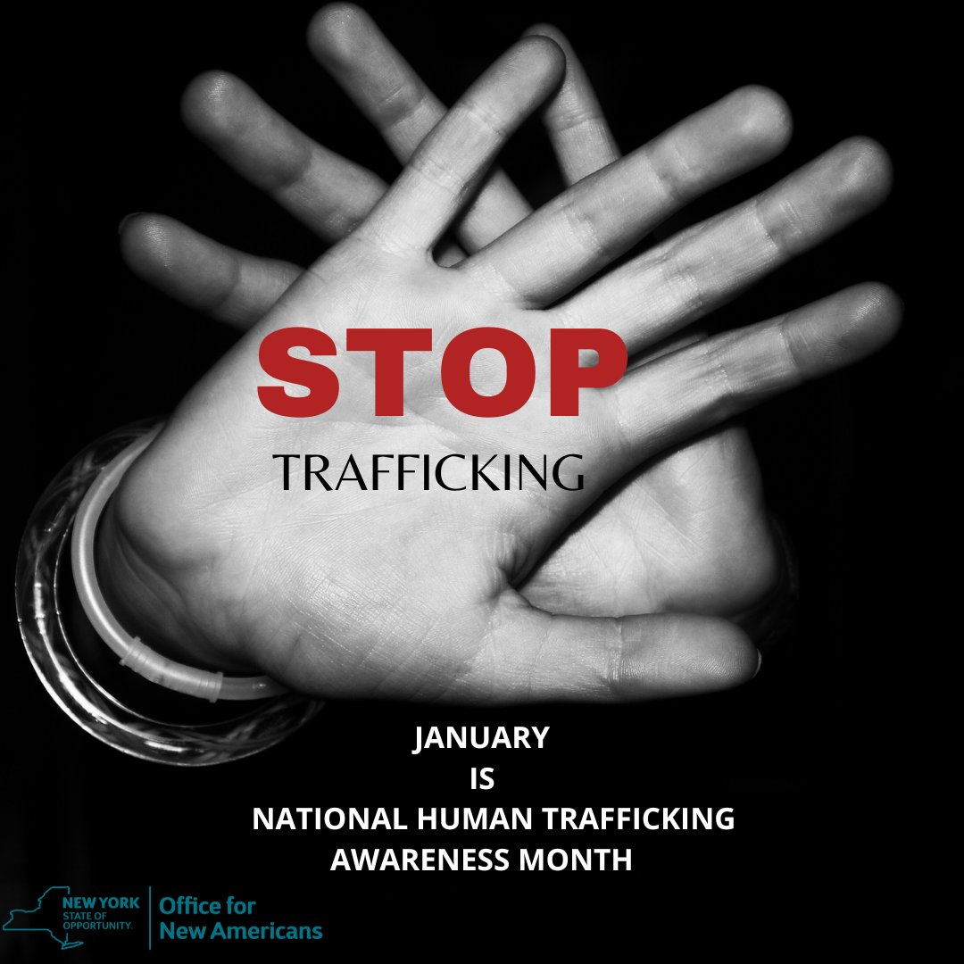 Human trafficking is the modern-day equivalent of slavery, and ONA recognizes January as National Human Trafficking Awareness Month.

#EndHumanTrafficking #HumanTraffickingAwarenessMonth 

For more information
visit: ocfs.ny.gov/programs/human… and criminaljustice.ny.gov/pio/humantraff…
