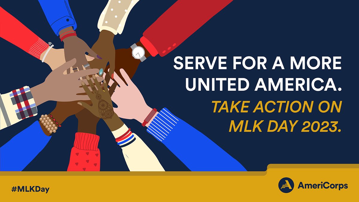 🗓️#MLKDay is on Monday, January 16. Let's act with urgency and deliver on the promise of Dr. King’s example. Together, we can build a more united America by doing good. Visit @AmeriCorps’ #MLKDayofService page to get started: AmeriCorps.gov/MLKDay #UnitedWeServe