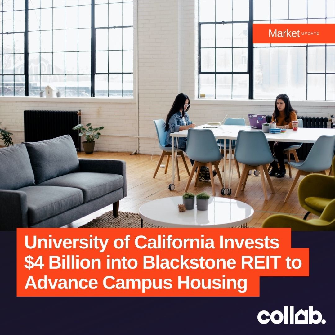 CollabHomeHQ's tweet photo. 🔥UC invested $4 billion into Blackstone’s Real Estate Investment Trust to “student housing, staff and faculty housing, and affordable housing in California.” 

💼Explore your student housing investment options with Collab: https://t.co/4t8MDNWkAV 

#Collab #CollabHome #PropTech https://t.co/UEW6KKIucJ