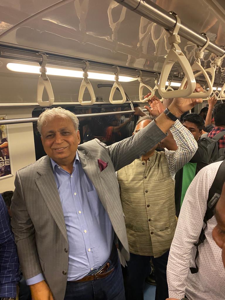 C_P_Gurnani's tweet photo. A first.. On the Chennai Metro - to ensure I catch my flight.. Thank you Chennai! https://t.co/IsC2ZWNA30