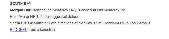 #KCBSTraffic #RoadClosureUpdate
#SouthBay