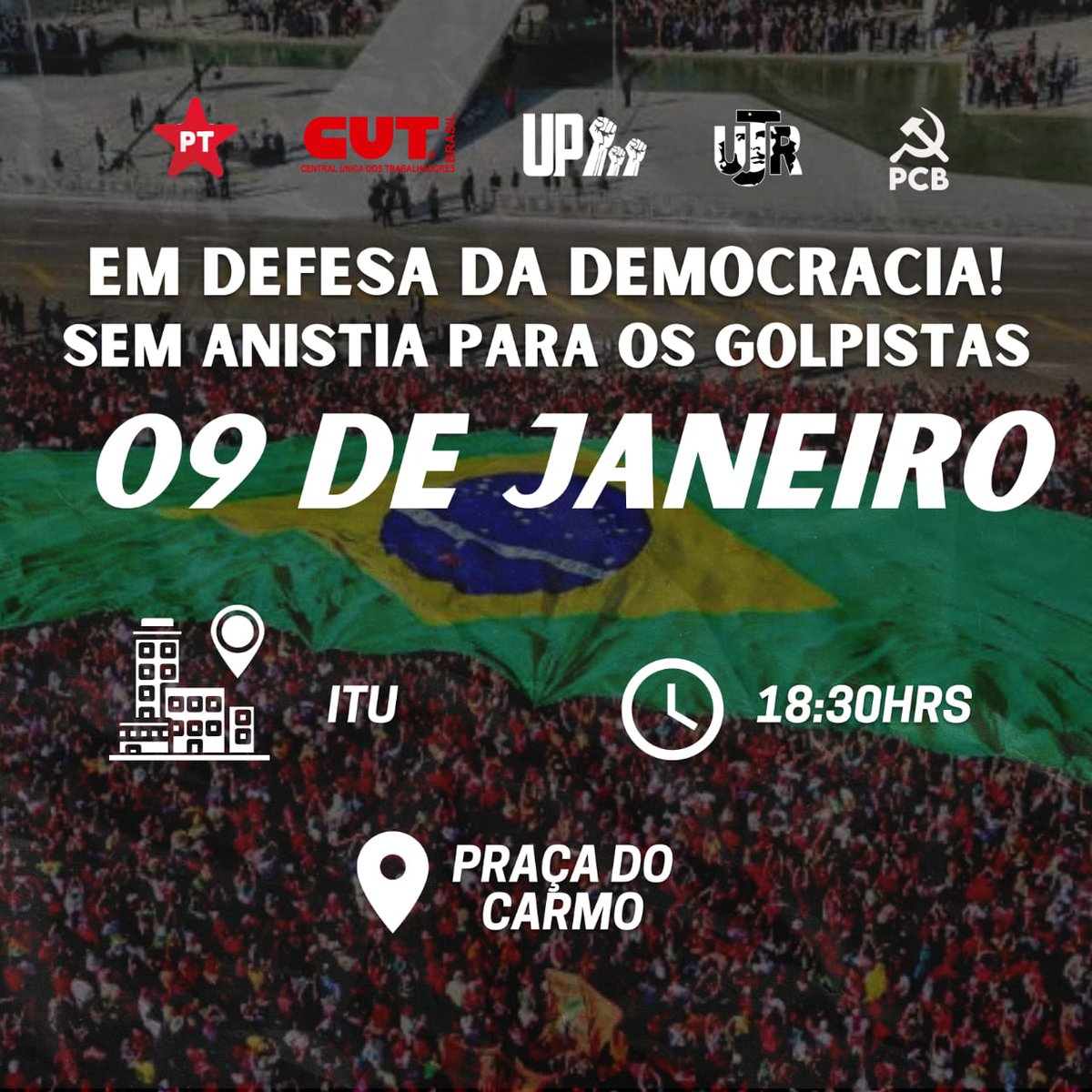 MarlyLeitte's tweet photo. #ItuSP • EM DEFESA DA DEMOCRACIA
Em Itu, interior de São Paulo, as forças políticas e movimentos sociais,Partido dos trabalhadores
O ato acontecerá na Praça do Carmo, às 18:00hrs. PARTICIPE! https://t.co/Up56chsOXB