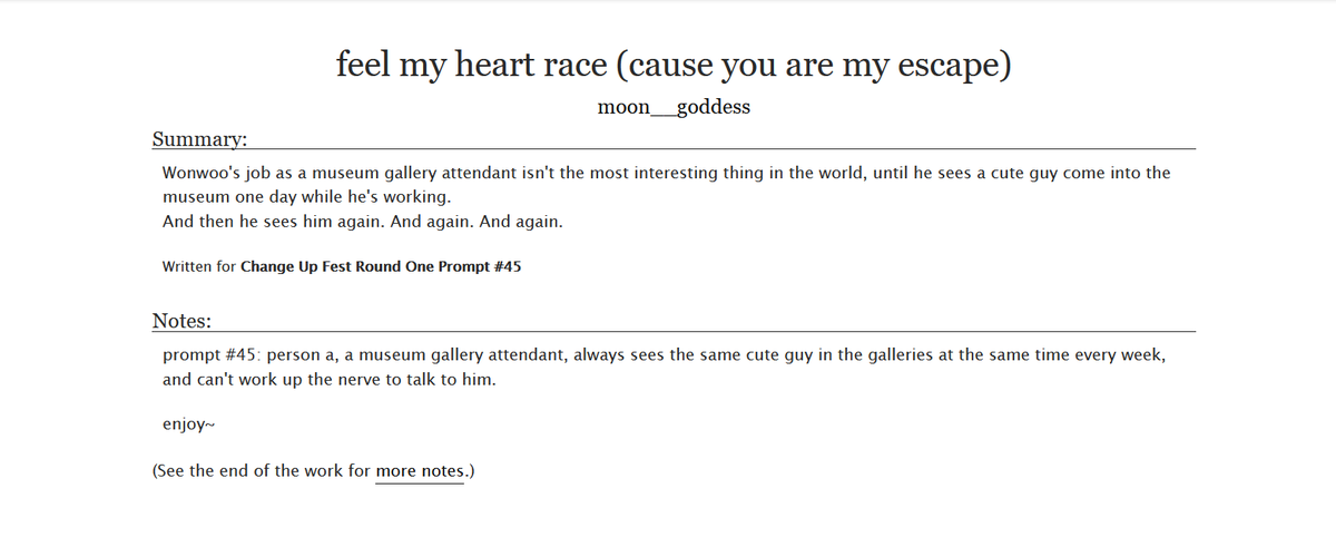 feel my heart race (cause you are my escape)

svt
wonhao
gen
written for <a href="/changeupfest/">Change Up Fic Fest | REST (r1 masterlist pinned)</a> 

archiveofourown.org/works/43929691