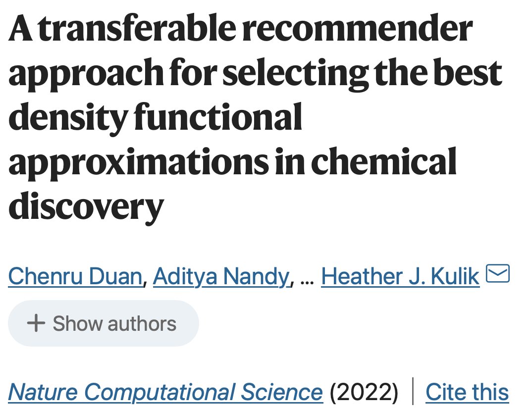chenru_duan's tweet photo. Are you still sticking to the favorate #DFT functional from your advisor? Though it is not a bad choice😉, we can do more now. In my recent work @NatComputSci , we build a recommender that choose the "best" functional in a system and property specific way. How we did that? (1/7) https://t.co/3TvsDHuvHS