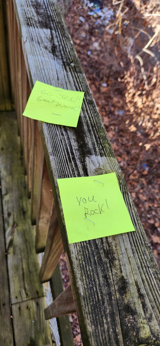 So I am making a concerted effort to #GetHealthy this year. I went for a walk at lunch today and the sweet guy I work with left me encouragement on the rail 😊 I have my own special cheering squad!!