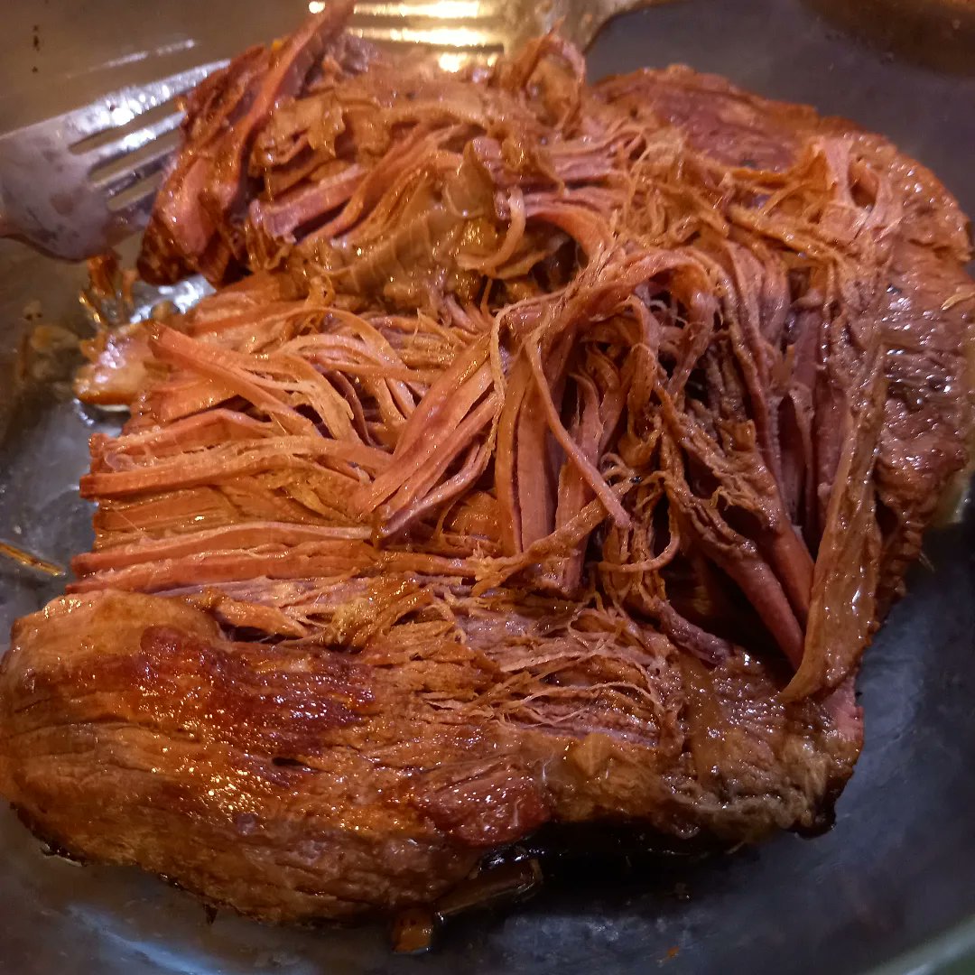 HardingJ66's tweet image. Day 9, World Carnivore Month. Seared, Slow cooked, Shredded Beef Brisket. 😋🥰😋 Amazing. (Even if I do say so myself 😉) #meatheals #yestomeat #britishbeef #eatbritish #slowcooker #instantpot #beef #protein #zerocarb #realfood #BudgetFriendly #slowfood  #worldcarnivoremonth