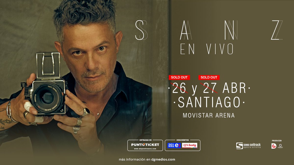 ¿Lograste conseguir entrada? 🧐 Ambos shows de <a href="/AlejandroSanz/">Alejandro Sanz</a> en Chile, este 26 y 27 de abril, se encuentran SOLD OUT 🥰💖