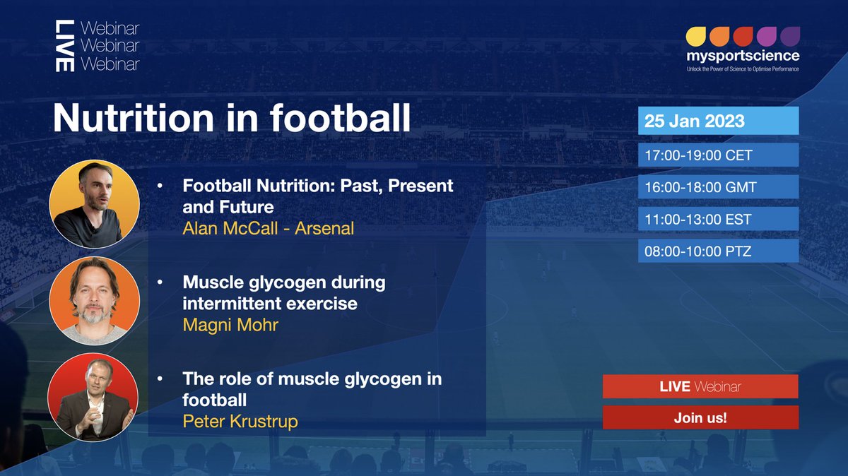 Asker Jeukendrup (@jeukendrup) on Twitter photo WEBINAR: Nutrition in football ⚽ with <a href="/Alan_McCall_/">Alan McCall</a> , Magni Mohr, and <a href="/PeterKrustrup/">Peter Krustrup</a>
Live webinar on 25th January at 17:00-19:00 (CET). Click the link for more information: bit.ly/nutrition_in_f… WEBINAR: Nutrition in football ⚽ with <a href="/Alan_McCall_/">Alan McCall</a> , Magni Mohr, and <a href="/PeterKrustrup/">Peter Krustrup</a>
Live webinar on 25th January at 17:00-19:00 (CET). Click the link for more information: bit.ly/nutrition_in_f…