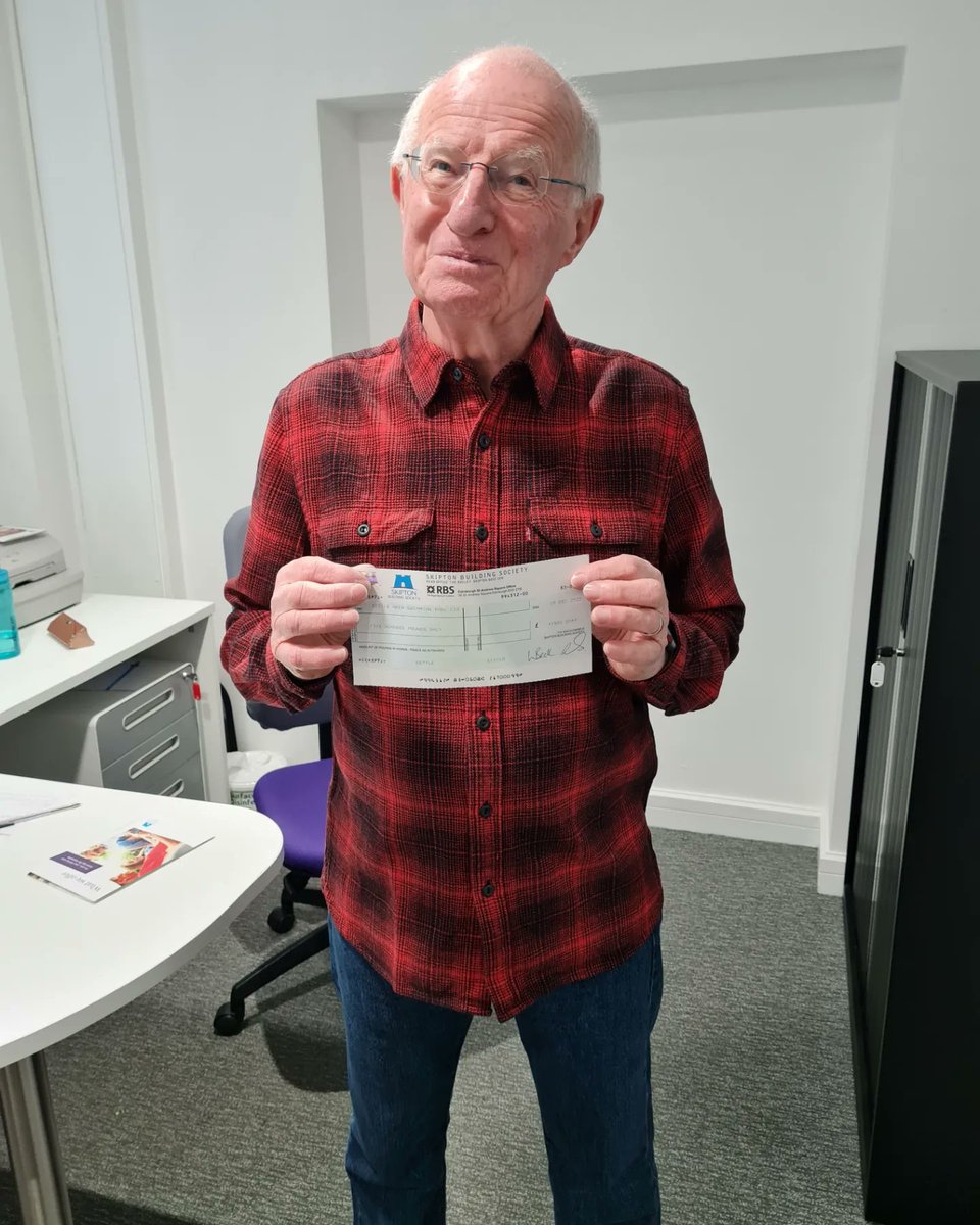 SettlePool's tweet photo. Huge thank u 2 Settle branch of SBS for their donation of £500!Settle Pool was awarded 1st place in the Branch Community Giving Scheme.Thank u 2 all involved &amp; those who supported our cause. 
Pic is one of our Trustees who gladly collected the cheque &amp; banked it shortly after 👍 https://t.co/K2n8CaZeDG
