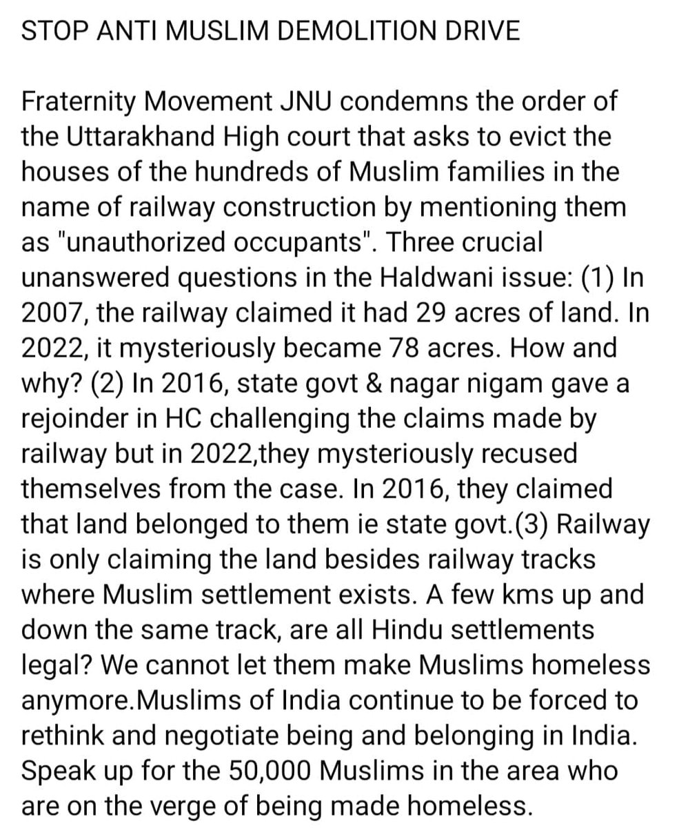 #HaldwaniEncroachment
#Islamophobia_in_india
#Fraternitymovement
