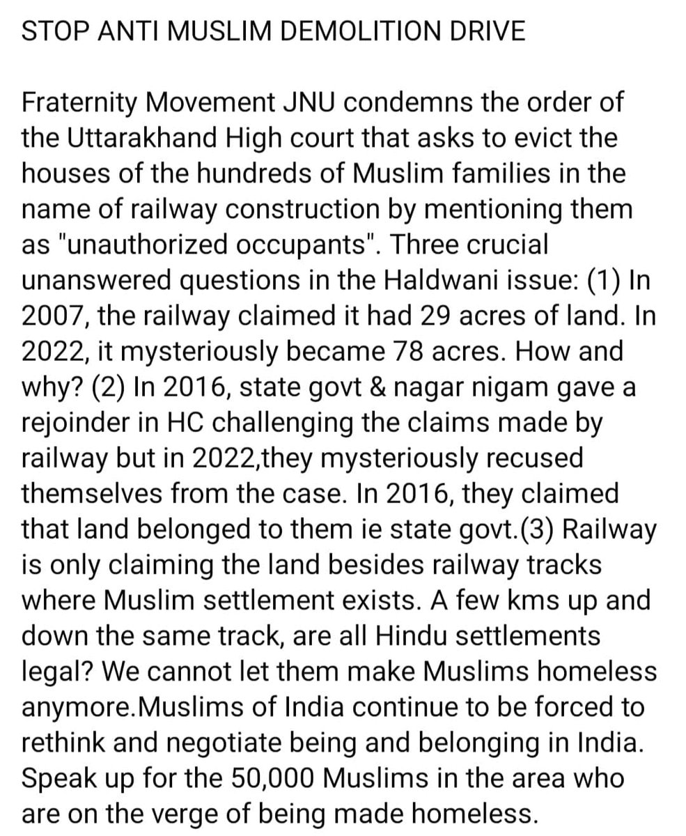 Fraternity Movement JNU tweet media