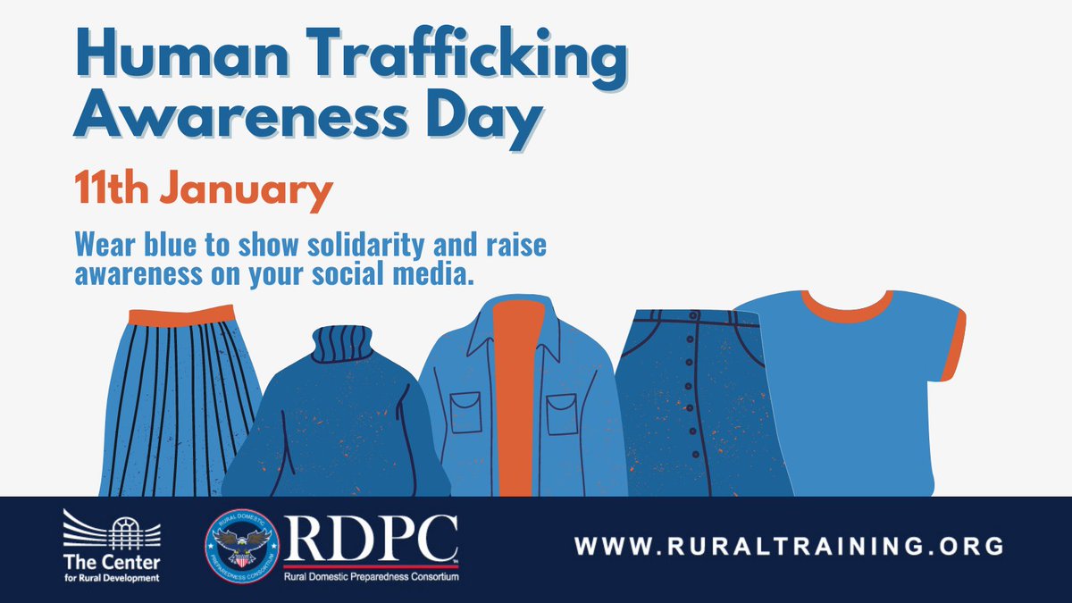 TheRDPC's tweet photo. Help bring awareness to #humantrafficking by participating in #WearBlueDay on Jan. 11. https://t.co/eBcBjFtcHc