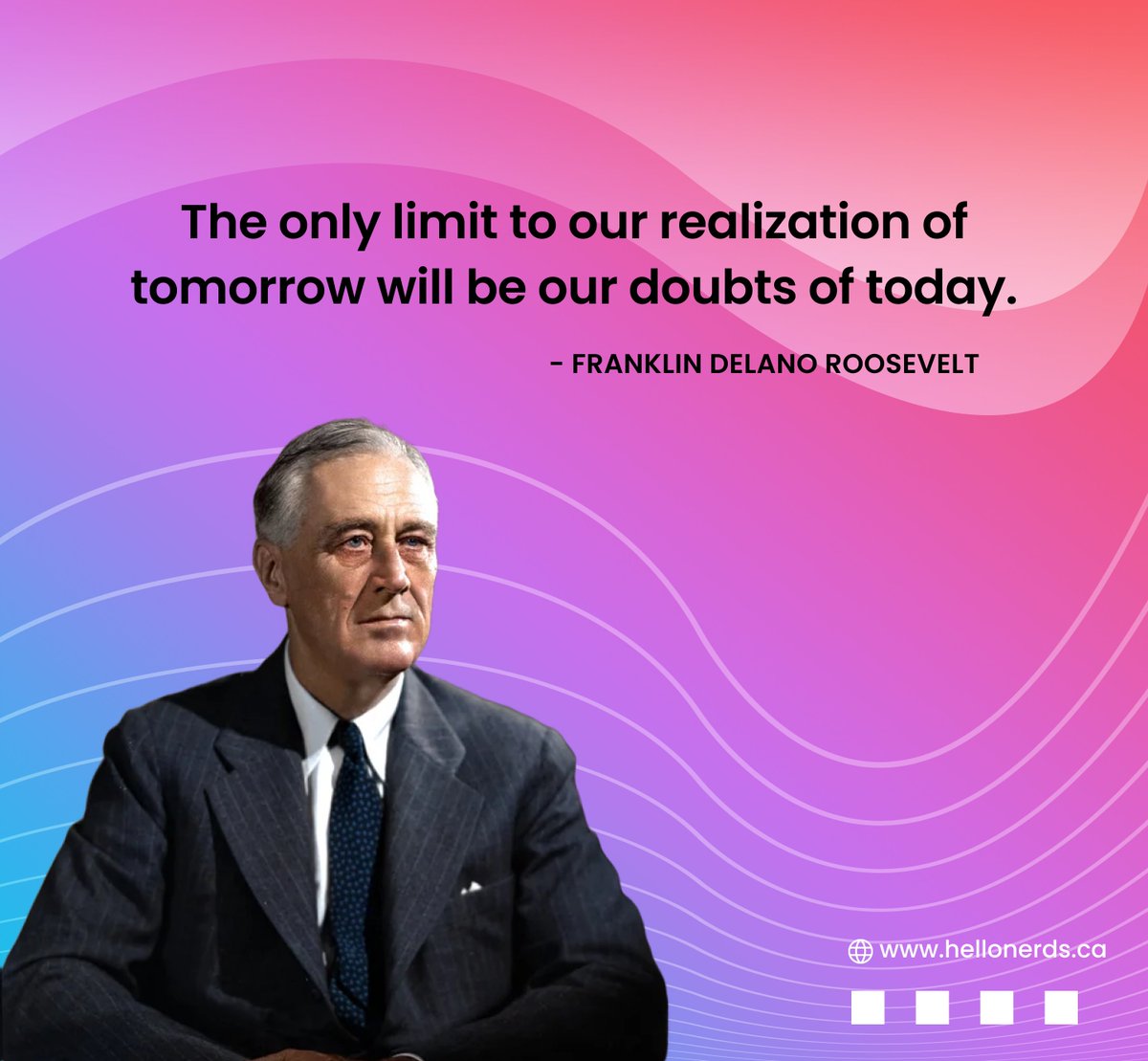 Don't let doubts hold you back from achieving your dreams. Take inspiration from FDR and believe that anything is possible with hard work and determination.

#motivation #inspiration #future #mondaymotivation #mondaythoughts #inspirational #quoteoftheday #hellonerds