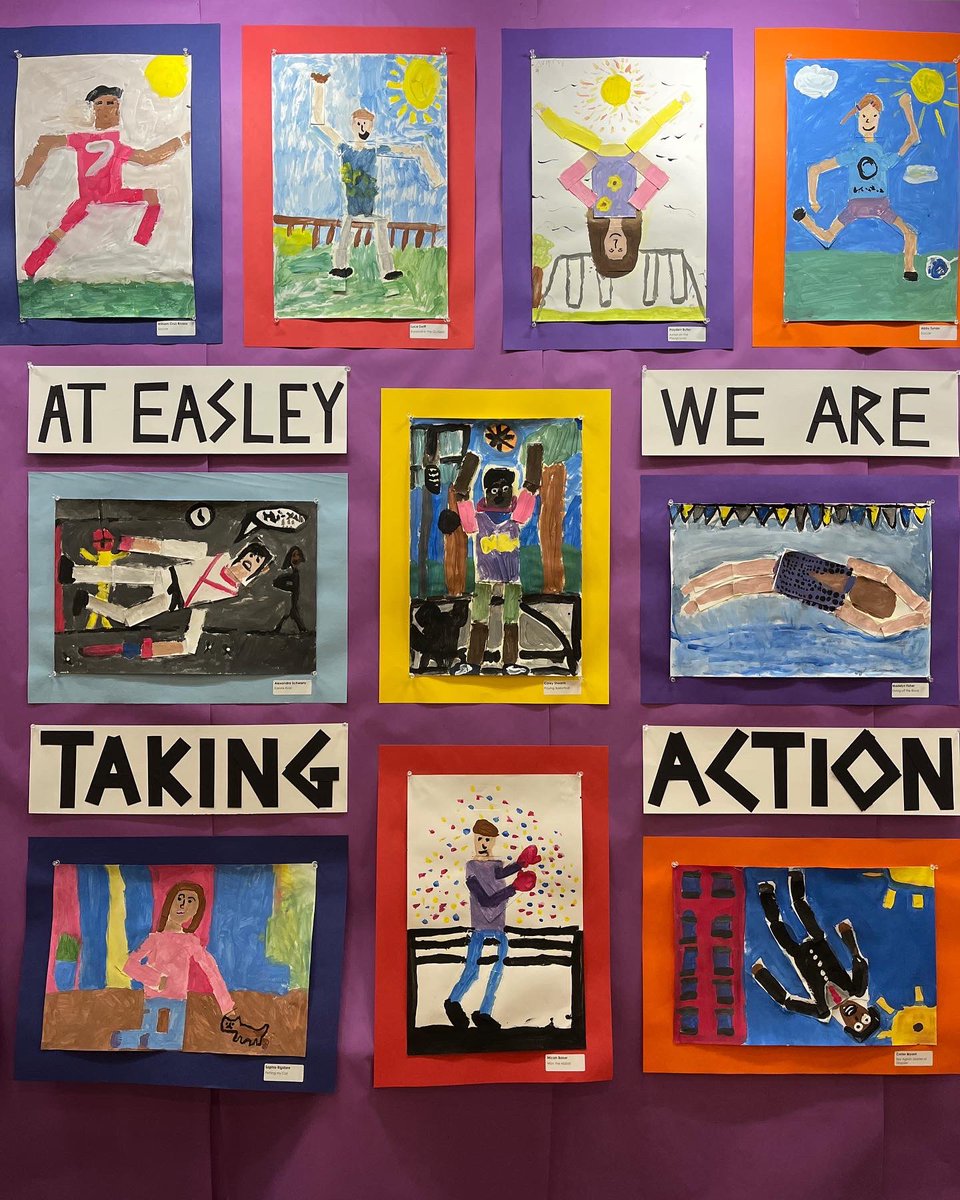 We’re back! A new display is up showing off 4th grade’s action paintings.