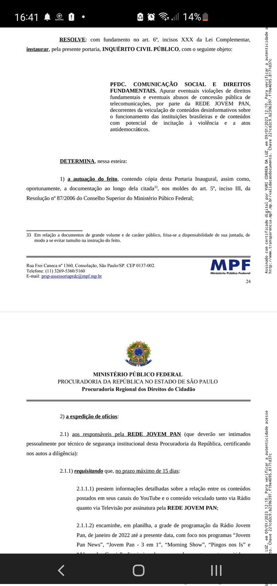 tweetmleao's tweet photo. Inquérito para apurar violações e abusos da Jovem Pan. #BolsonaroCulpado #DeportBolsonaro #jovenpan https://t.co/aaYszQjspP