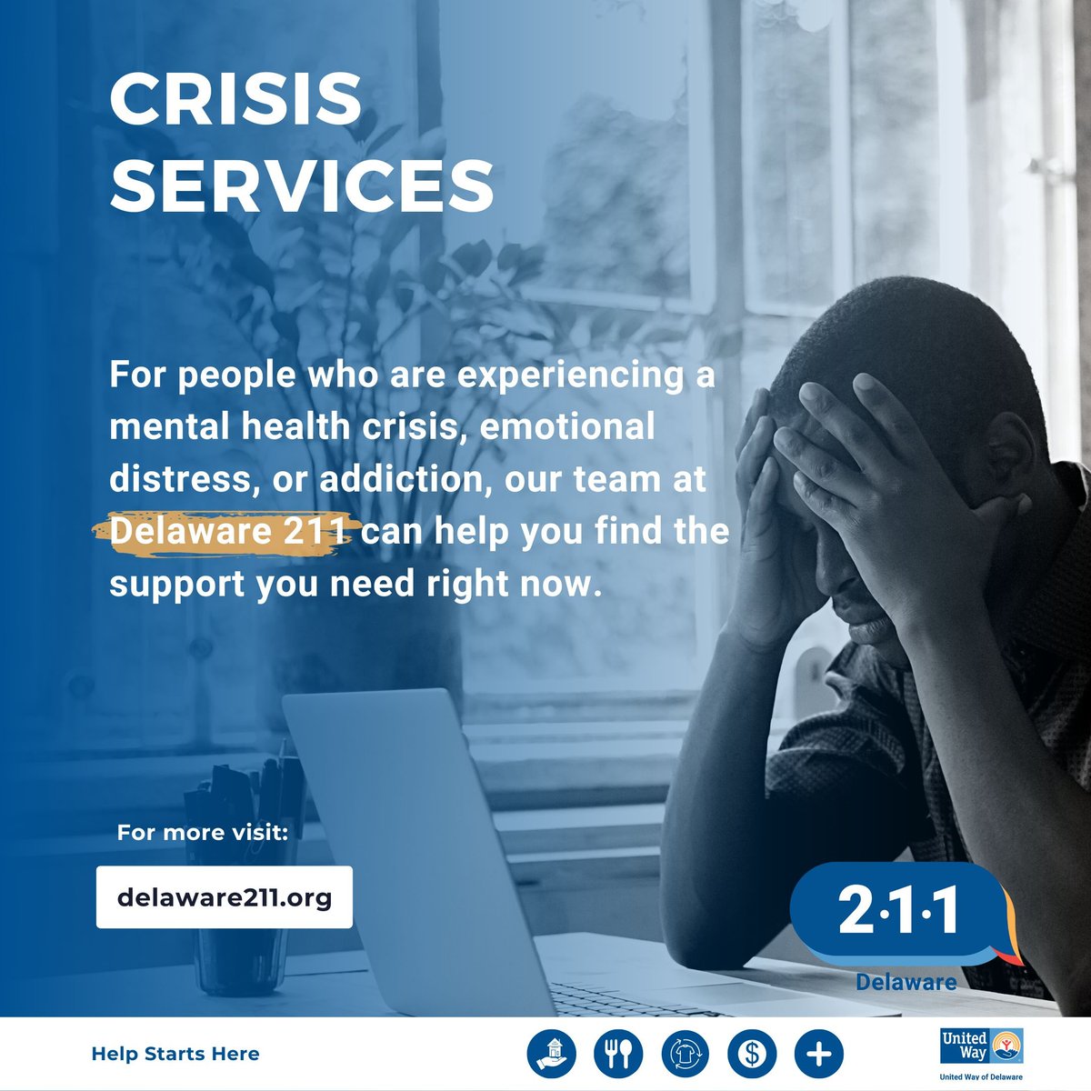 Delawareans in crisis can dial 2-1-1 or visit delaware211.org to be connected to the resources they need to thrive again.
#HelpStartsHere #DE211 #LiveUnited