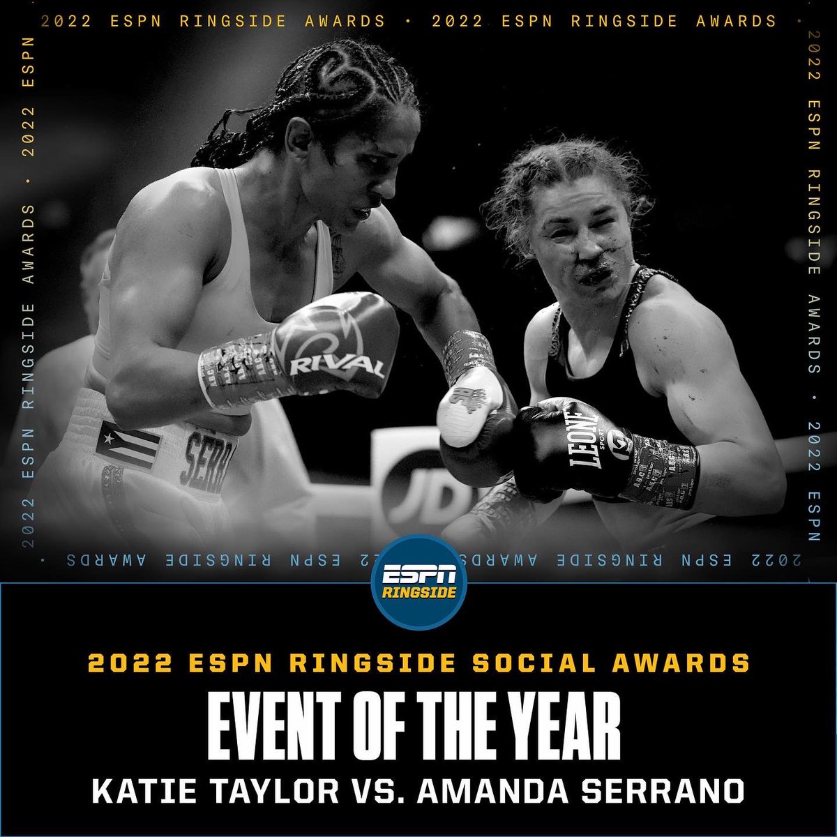 ESPNRingside's tweet photo. Women’s boxing broke out in 2022, so it’s no shock that our followers voted @KatieTaylor vs @serranosisters as Event of the Year 🏆 https://t.co/wkjhc9C1Iu