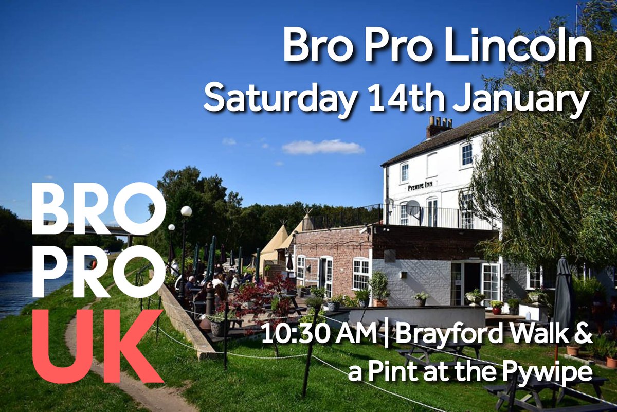 JustanaverageJo's tweet photo. Sharing details of the new #BroPro venue - Launching in Lincoln this Saturday.
We will be meeting at 10am outside Wagamamas before heading out down the Brayford. We will stop off at the pywipe for a pint before heading back into the city.
This is a safe place to talk. https://t.co/jPANAzjYGp