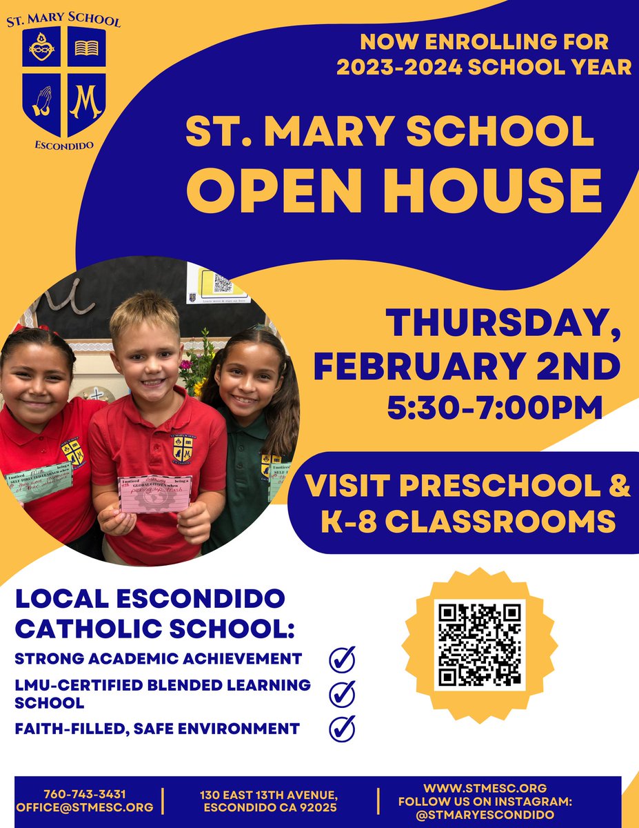 Save the Date: Open House #stmesc #stmesc2023 #sdcatholicschools