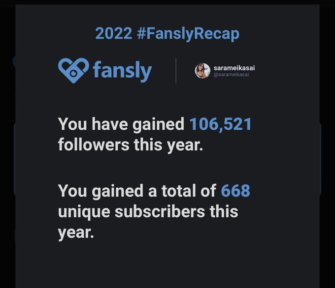 Thank you for an amazing 2022 on @fansly ❤️ Let&rsquo;s make 2023 even better!! https://t.co/wcfRo7uDdB<a class="tags" target="_blank" title="On Twitter" href="/?out=eyJ0eXAiOiJKV1QiLCJhbGciOiJIUzUxMiJ9.eyJpYXQiOjE3MTM3NDI4NTIsImlzcyI6InR3cG9ybnN0YXJzLmNvbSIsIm5iZiI6MTcxMzc0Mjg1MiwiZXhwIjoxNzQ1Mjc4ODUyLCJyZWRpcmVjdF91cmwiOiJodHRwczovL3R3aXR0ZXIuY29tL2ZhbnNseSJ9.LDvPzC6tnoqXjv36wQlj1TE0sHUxTx93NPH7yeM0aKzO8abXiDcwzQeJwMPG_O3ng6udN9x25LClRXPysucErw">@fansly</a>