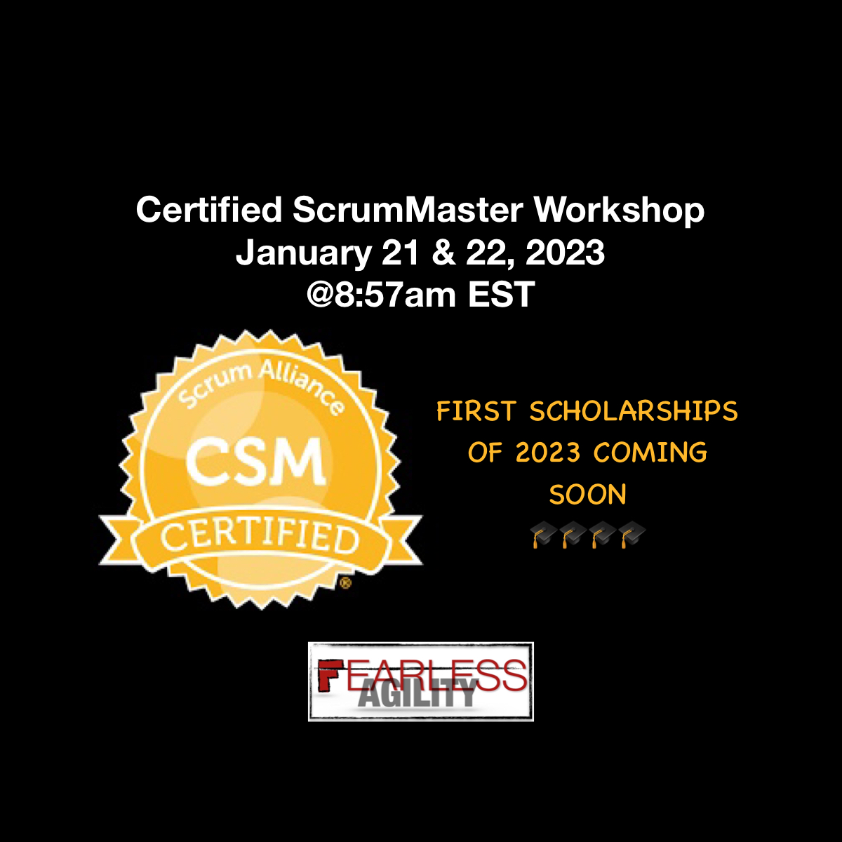FearlessAgility's tweet photo. 2023 Kickoff!
https://t.co/G5UMoeuyaK
#WomenWhoCode #womenintech #blacktechtwitter #scrum #techtwitter #projectmanagement #tech #blackwomenintech #agile #business #change #training #csmtraining #csm #100daysofcode #womeninstem #Scholarship #discountcode #certification https://t.co/A1o8t3gFS3