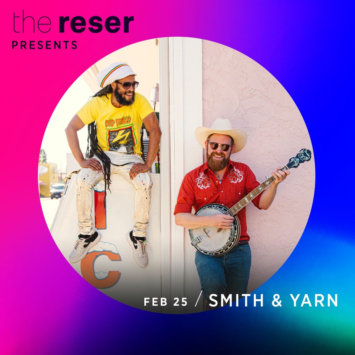 Thrilled to announce that ⁦@aaronnigelsmith⁩ & I are performing a full-band Smith & Yarn show at ⁦@ReserArtsCenter on Sat, 2/25 at 11am! Tix on sale now at⁩ thereser.org/event/smith-an…