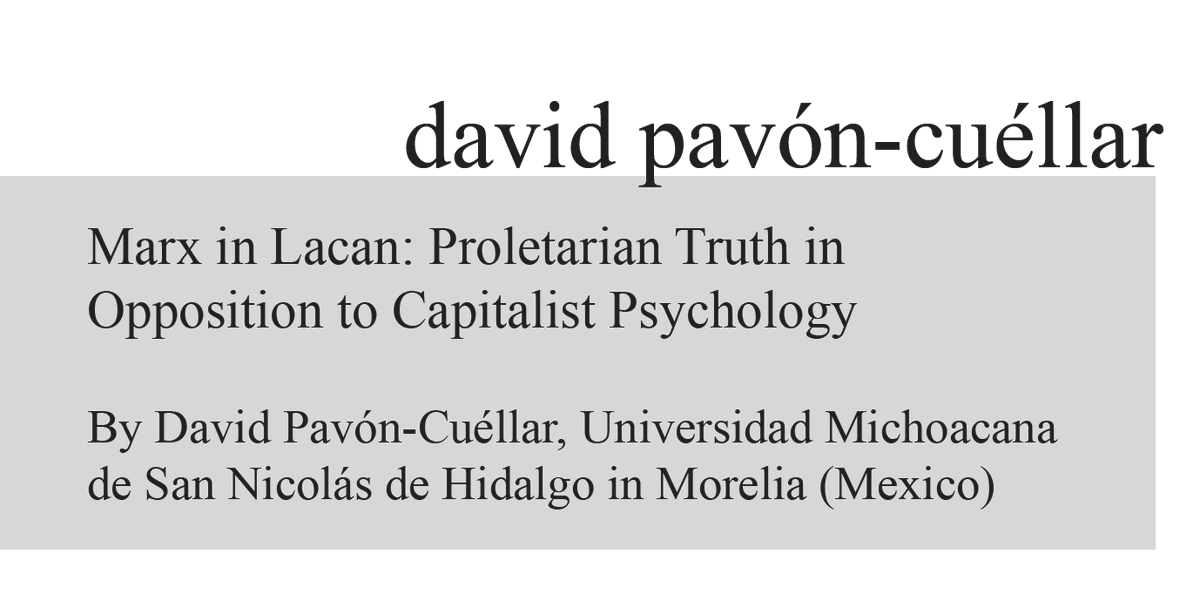 What is the contribution of Lacan to Marxism? Here's a clear essay on how Lacan positively contributes to Marxist thought by David Pavón-Cuéllar. This might be good to read ahead of our upcoming discussion on Lacanian Marxism. 
spiritisabone.files.wordpress.com/2023/01/david-…