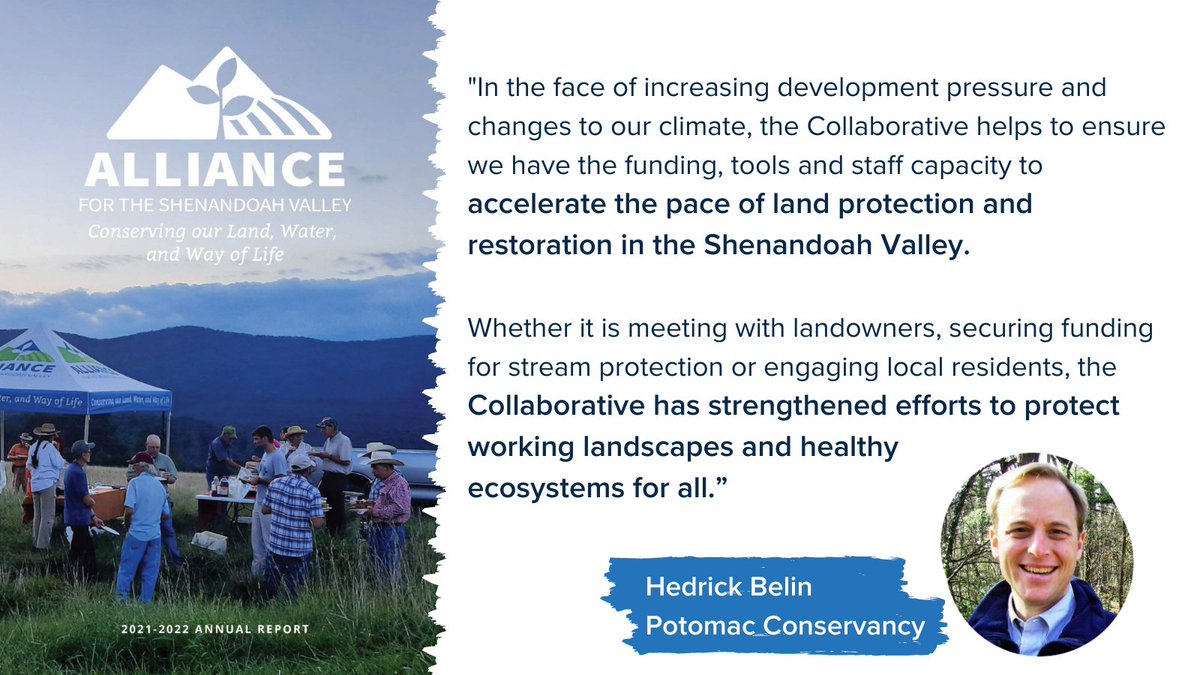 A collaborative approach to #LandConservation is vital for the successful protection of the #PotomacRiver's lands! Check out @for_valley's newest Annual Report to learn more about the importance of these partnerships 💙 #ShenandoahValley shenandoahalliance.org/annual-report-…