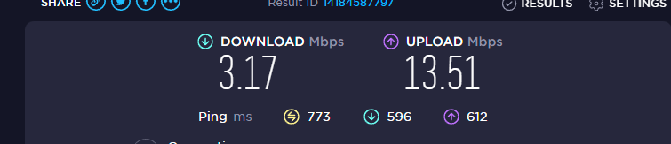 derekdeclercq's tweet photo. @supersonicfibre This is what your 500Mbps service looks like. Problem is on your network and first your staff would not even look at the problem and then when I insisted no technicians are available. https://t.co/EaItBIgRpH