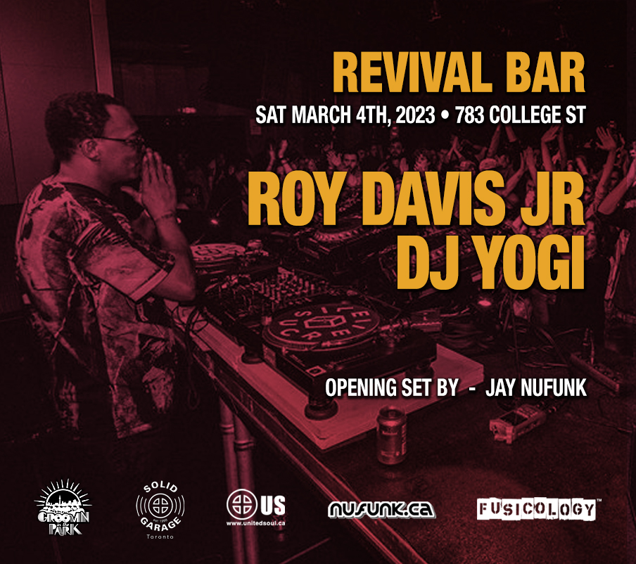 Househeads unite at @RevivalBarEvent for @RoyDavisJr hitting the decks to satisfy your classic house soul. Teaming w/ DJ Yogi @UnitedSoul and opening set by Jay @nufunk, the grooves go all night. Tix & deets revivaleventvenue.ca/event/roy-davi… #housemusic #soul #funk #disco