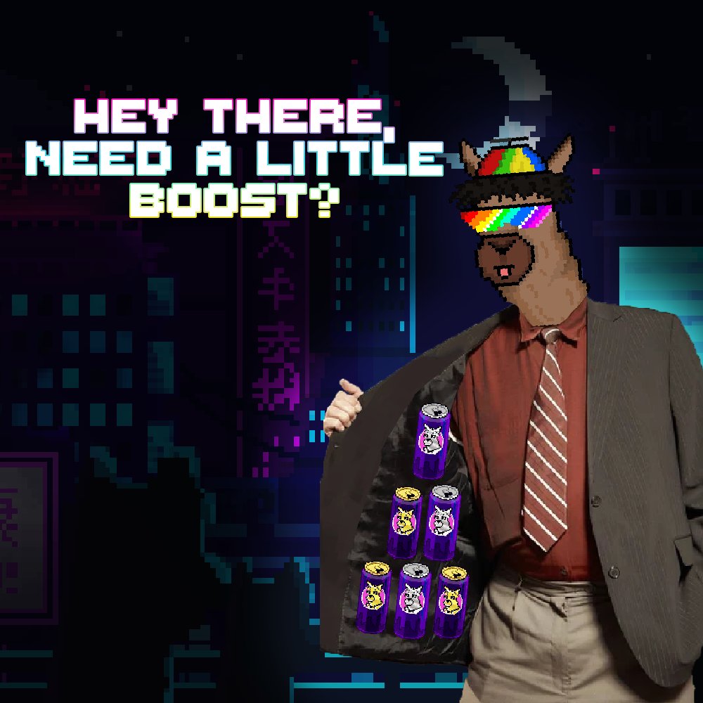 Does your Llama need a pick me up?

Grab a boost, stake it with your Llama, and enjoy the extra $SPIT.

opensea.io/collection/lla…