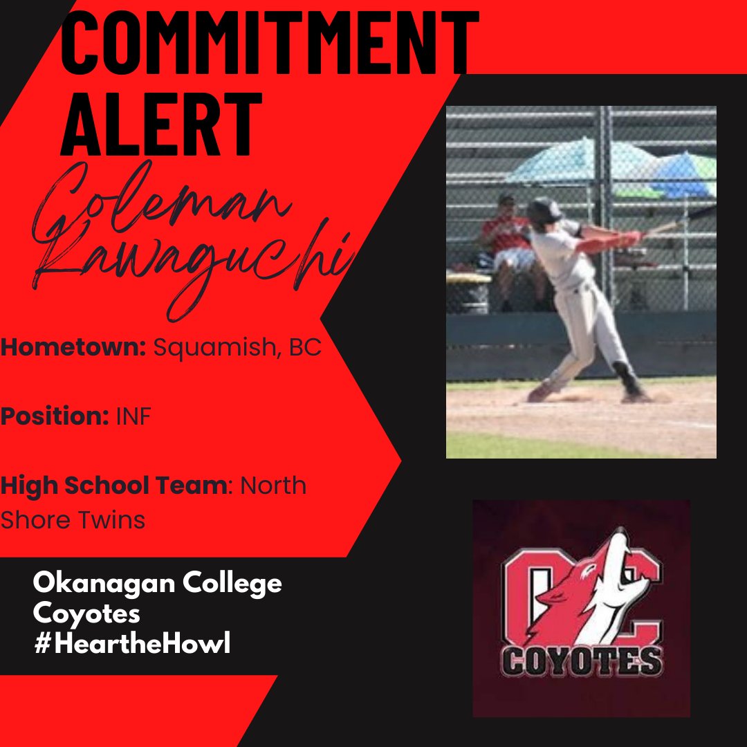 We are excited to announce the signing of Coleman Kawaguchi, Infielder from Squamish, BC. Coleman currently plays for <a href="/NorthShoreTwins/">North Shore Twins</a> in the <a href="/bcpbl1/">BCPBL</a>

Welcome to the Yotes Family!

#HeartheHowl #offtheboard #ccbc #occoyotesbaseball #committed