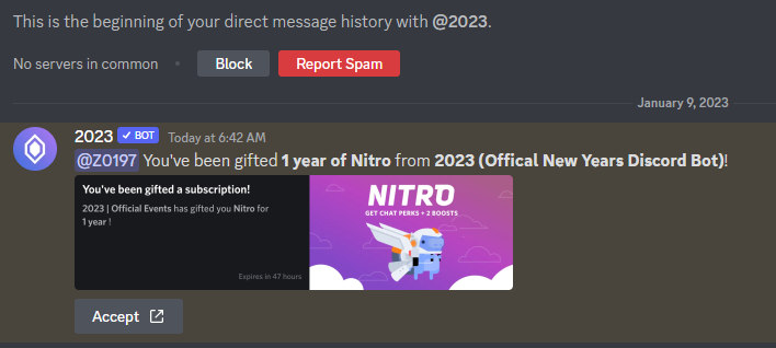 Amnesianite's tweet photo. @discord 
How is this scam bot verified?? https://t.co/hR3cq7J16X