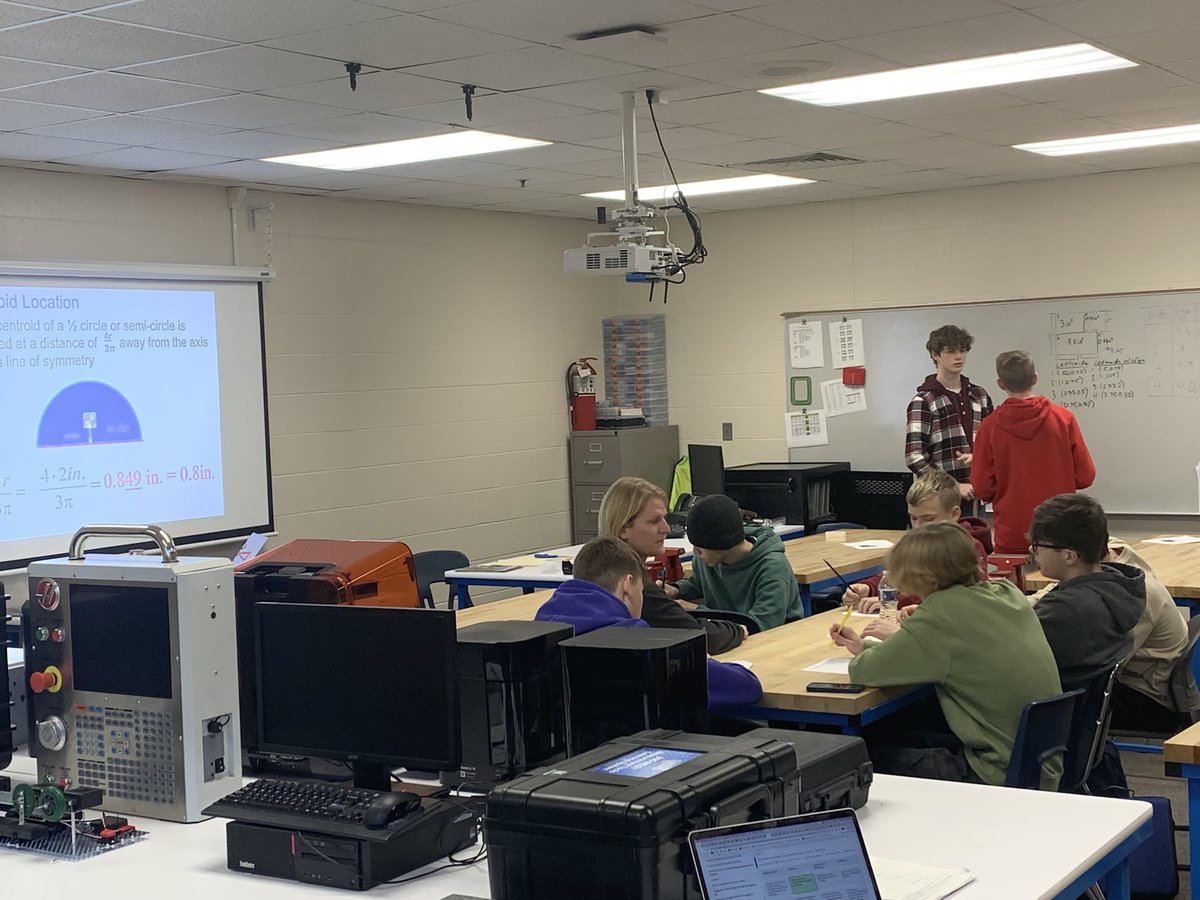 jonlippe's tweet photo. Mr Sorg’s principle of engineering class is finding Centroids of complex shapes. The rigor is impressive but not too much for these students. Embracing teamwork has been a game changer! #SquireStem https://t.co/d2ASRT0vtj