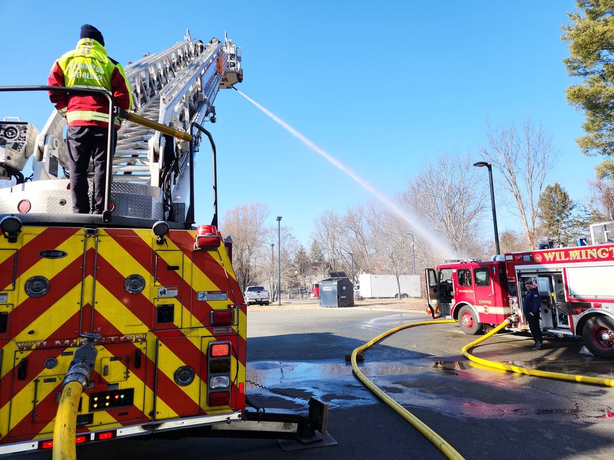 Group 3 training on ladder pipe operations today. #wilmingtonfire