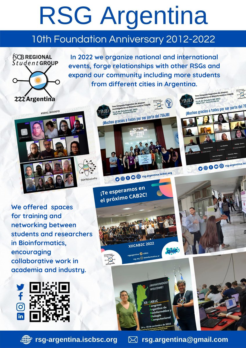 RSG-Argentina (<a href="/RSGArgentina/">RSG Argentina</a>) 🇦🇷 organised the 7th annual Symposium (#7SAJIB), &amp; workshops focused on Computational tools for protein-ligand complex prediction, Differential gene expression 

<a href="/a2b2c/">A2B2C</a> #XIICAB2C <a href="/Carlalpf91/">Carla Luciana Padilla Franzotti</a> <a href="/JuliGlavi/">Juliana Glavina</a>  <a href="/MMDidierGarnham/">Mercedes Didier Garnham</a> <a href="/francosimonetti/">Franco Simonetti</a> #SCfunded 5/n