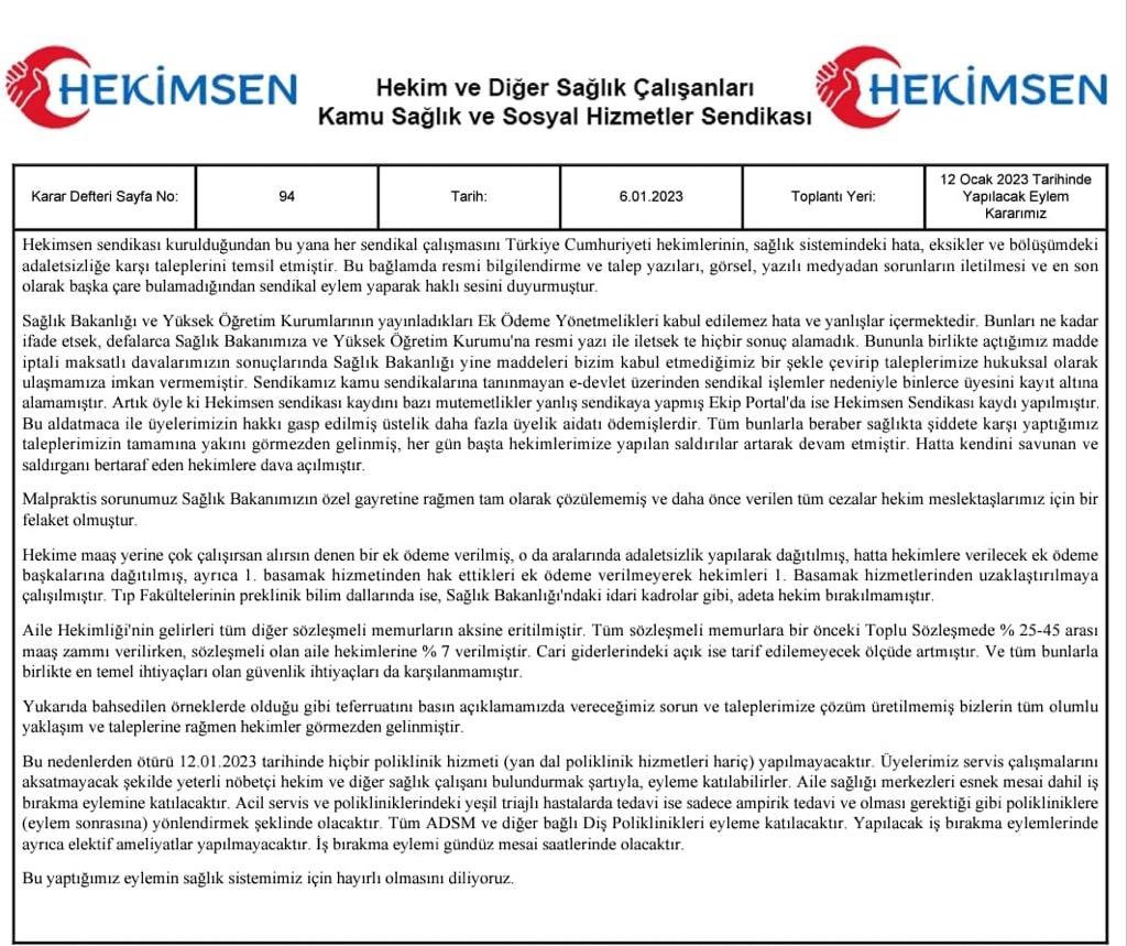 bosunatiklama's tweet photo. 12 Ocak Perşembe günü, hekimler ülke genelinde iş bırakıyor. https://t.co/iCIsYh9BjF